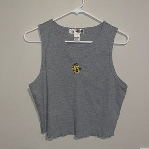 Grey sunflower tank top